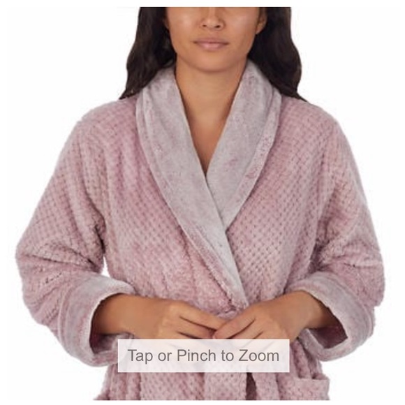 Carole Hochman Ladies Plush Soft Warm Long Wrap Robe Faux Fur Collar Pockets New - Picture 3 of 13